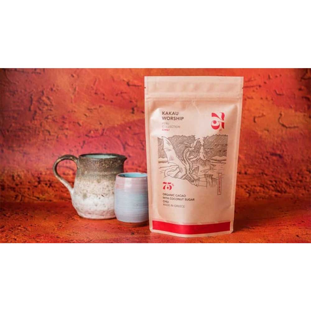 Με σκόνη κακάο, ζάχαρη και τσίλι με άνθη καρύδας. 150 γρ